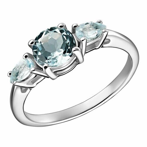 Кольцо помолвочное 1064825_19,5 серебро, 925 проба, родирование, серебряный, голубой
