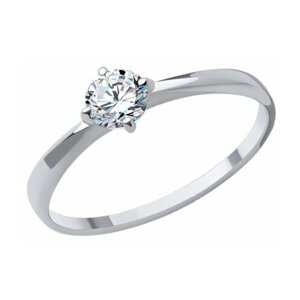 Кольцо помолвочное Diamant online, белое золото, 585 проба, фианит, размер 16.5