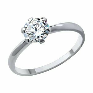 Кольцо помолвочное Diamant online, белое золото, 585 проба, фианит, размер 18