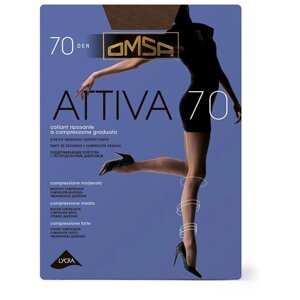 Колготки Omsa Attiva, 70 den, с ластовицей, с шортиками, размер 2, бежевый