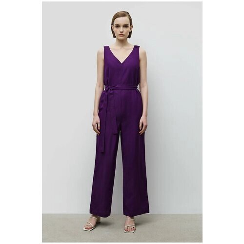 Комбинезон Baon, повседневный стиль, свободный силуэт, карманы, пояс/ремень, размер 46, фиолетовый