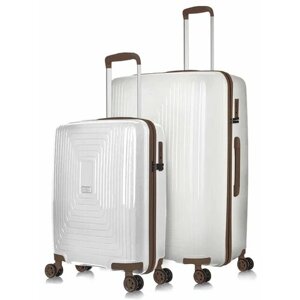 Комплект чемоданов L'case Doha, 2 шт., полипропилен, водонепроницаемый, 136 л, размер S/L, белый