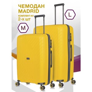 Комплект чемоданов L'case Madrid, 2 шт., 125 л, размер M/L, желтый