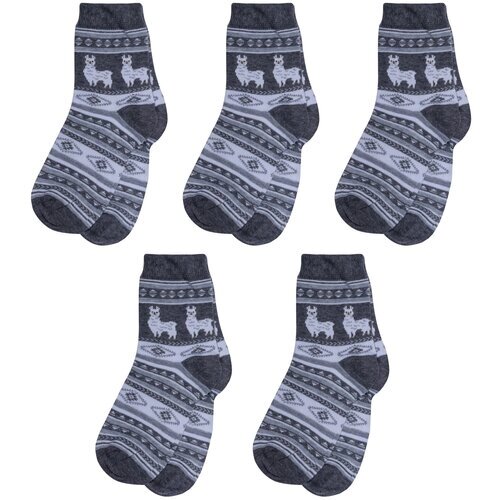 Комплект из 5 пар детских носков RuSocks (Орудьевский трикотаж) рис. 05, темно-серые, размер 12-14