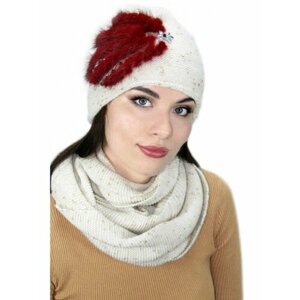 Комплект Комплект "Адельмия" шапка+шарф, размер 55-56, белый