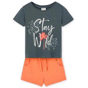 Комплект одежды Boboli, футболка и шорты, повседневный стиль, размер 170, серый, оранжевый