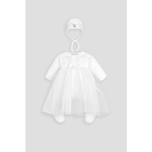 Комплект одежды Choupette для девочек, комбинезон и чепчик, нарядный стиль, размер 56, экрю
