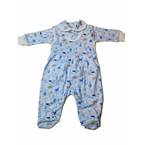 Комплект одежды детский, кофта и ползунки, размер 74-48, голубой