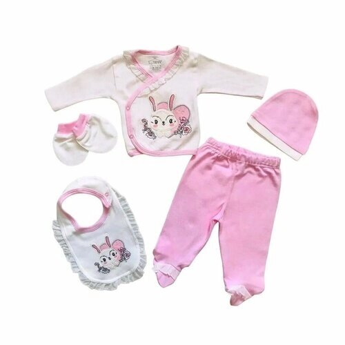 Комплект одежды , размер 0-3 месяца, розовый, белый