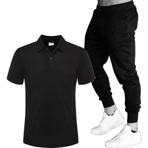Костюм , футболка и брюки, размер 56, черный