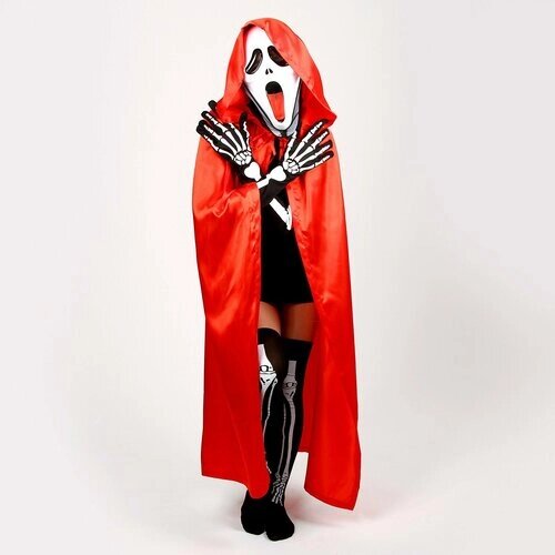 Костюм карнавальный "Хэллоуин красный", плащ 120 см, маска, гольфы, перчатки