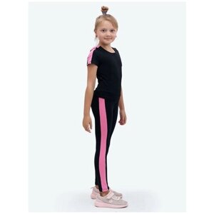 Костюм Микита для девочек, футболка и легинсы, размер 158, розовый, черный
