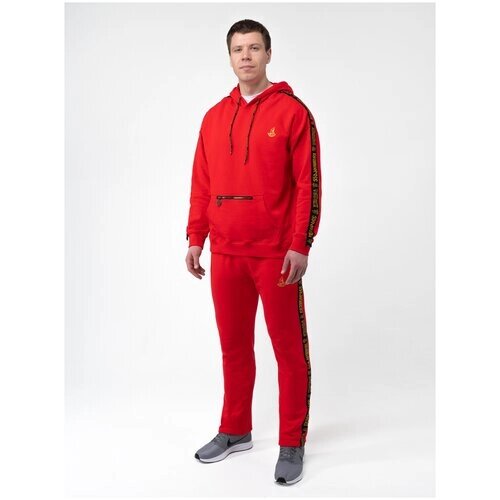 Костюм Великоросс, олимпийка, худи и брюки, силуэт прямой, размер 58, красный