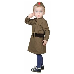 Костюм военного для девочки: платье, пилотка, трикотаж, хлопок 100%рост 92 см, 1,5-3 года, цвета микс