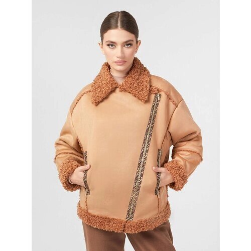 Куртка Lo, искусственный мех, силуэт прямой, карманы, размер 52, коричневый