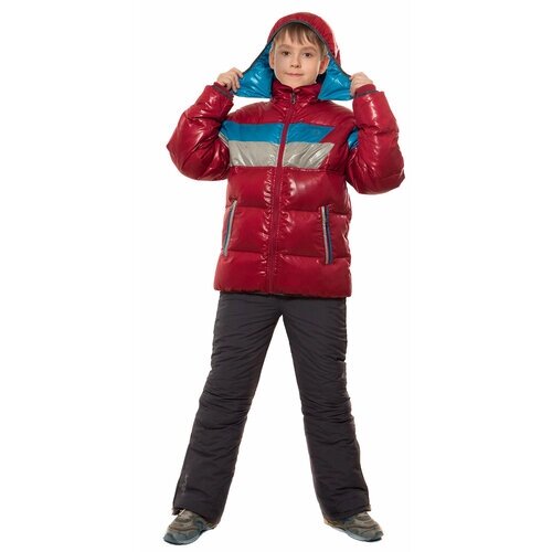 Куртка Velfi зимняя, средней длины, карманы, водонепроницаемость, утепленная, ветрозащита, капюшон, размер 134, красный