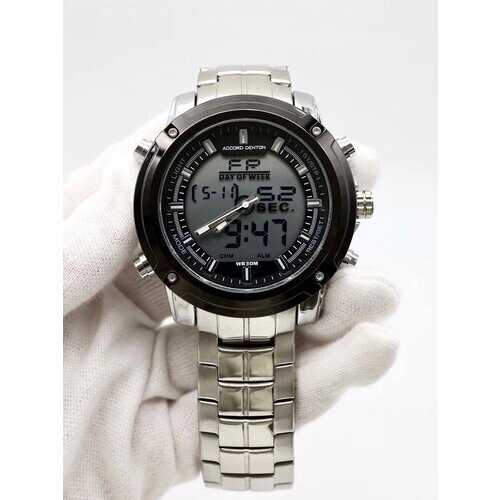Наручные часы Accord Denton Мужские часы наручные кварцевые, электронные, подарок, серебряный, серый