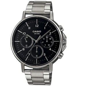 Наручные часы CASIO Collection MTP-E321D-1A, черный, серебряный