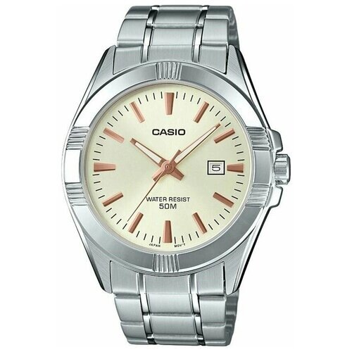 Наручные часы CASIO Мужские наручные часы CASIO MTP-1308D-9A с индикацией даты, бежевый