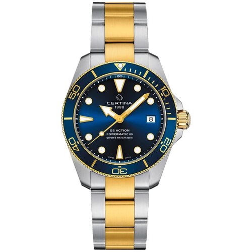Наручные часы Certina Aqua, синий, золотой