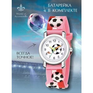 Наручные часы Часы футбол, розовый