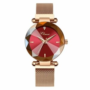Наручные часы Chenxi CHENXI горячие модные драгоценные камни с геометрией кристалл роскошные женские кварцевые часы женские модельные часы женские часы подарок для жены, красный