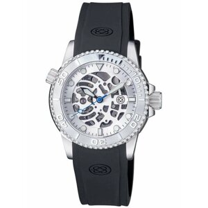 Наручные часы Deep Blue Мужские Дайверские Часы Deep Blue Skeleton Diver 40мм Золотистые Чёрный Ремешок, черный, серебряный