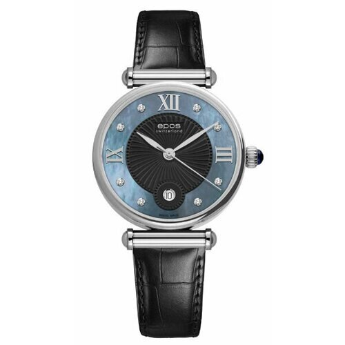 Наручные часы Epos Часы швейцарские наручные женские кварцевые на ремне Epos 8000.700.20.85.15, голубой, черный
