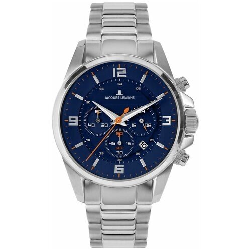 Наручные часы JACQUES LEMANS Sport Sport 1-2118F, серебряный, синий
