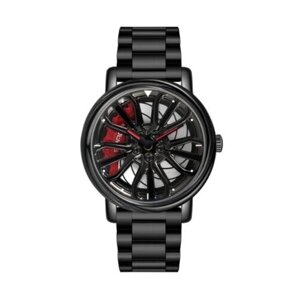 Наручные часы Sanda Стильные мужские кварцевые наручные часы с вращающимся циферблатом в виде автомобильного диска, черный