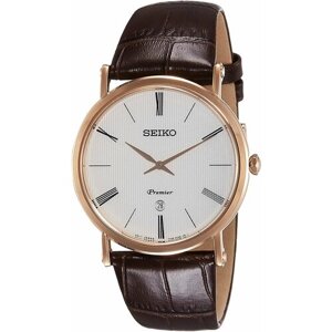 Наручные часы SEIKO Premier SKP398P1, золотой, белый