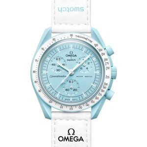 Наручные часы swatch Omega Mission to Uranus (SO33L100), голубой, белый