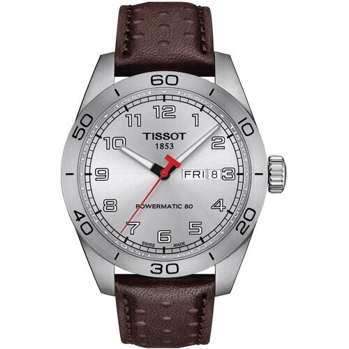 Наручные часы TISSOT Швейцарские мужские механические часы-хронограф Tissot PRS 516 Powermatic 80 T131.430.16.032.00 с гарантией, серый, коричневый
