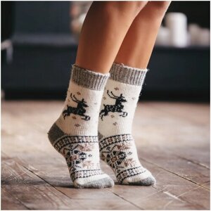 Носки Бабушкины носки, размер 35-37, белый, серый, бежевый, коричневый