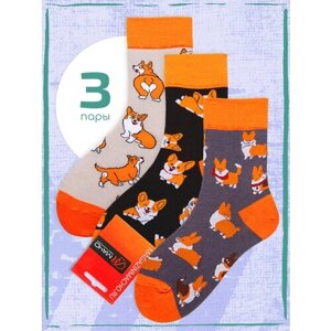 Носки MACHO, 3 пары, 3 уп., размер 43-46, серый, черный, оранжевый