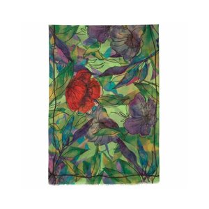 Палантин Павловопосадская платочная мануфактура,230х80 см, красный, фиолетовый
