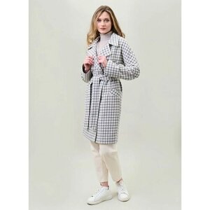 Пальто КАЛЯЕВ, размер 48, серый/белый