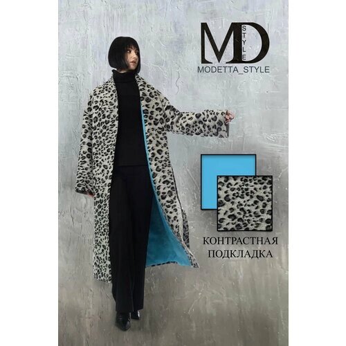 Пальто Modetta Style, размер 44, серый, бирюзовый