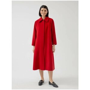 Пальто Pompa демисезонное, шерсть, силуэт трапеция, удлиненное, размер 46, красный