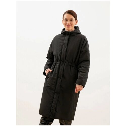 Пальто Pompa зимнее, силуэт прямой, удлиненное, размер 42, черный