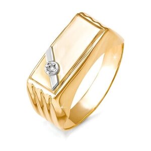 Печатка Diamant online, золото, 585 проба, фианит, размер 17.5