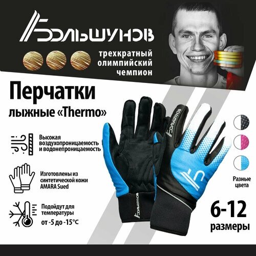 Перчатки Александр Большунов, черный, синий