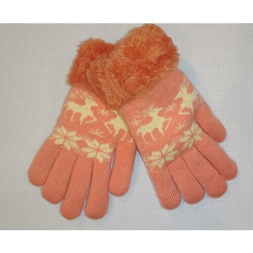 Перчатки, демисезон/зима, шерсть, размер 6-8 лет, оранжевый