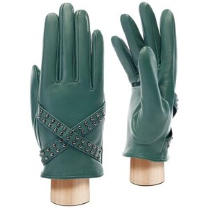 Перчатки женские кожаные ELEGANZZA, зеленый
