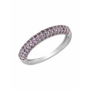 Перстень серебро, 925 проба, родирование, аметист, размер 18.5, серебряный, фиолетовый