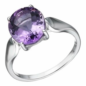 Перстень Серебряное кольцо 925 пробы с Аметистом, серебро, 925 проба, родирование, аметист, фиолетовый, серебряный