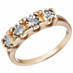 Перстень Серебряное кольцо 925 пробы с Бриллиантами, серебро, 925 проба, родирование, золочение, бриллиант, размер 19, серебряный, бесцветный