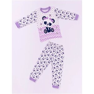 Пижама Miniland для мальчиков, брюки, брюки с манжетами, рукава с манжетами, размер 80, фиолетовый