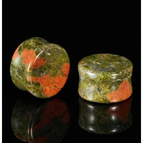 Плаги из натурального камня Зелёный камень - пара 16 мм