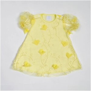 Платье Clariss, хлопок, нарядное, размер 24 (74-80), желтый
